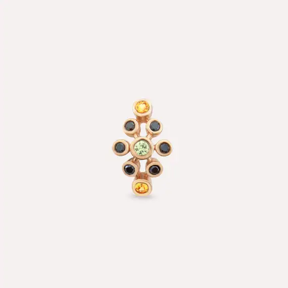 Lindi Black Diamond and Multicolor Sapphire Rose Gold Earring - 3