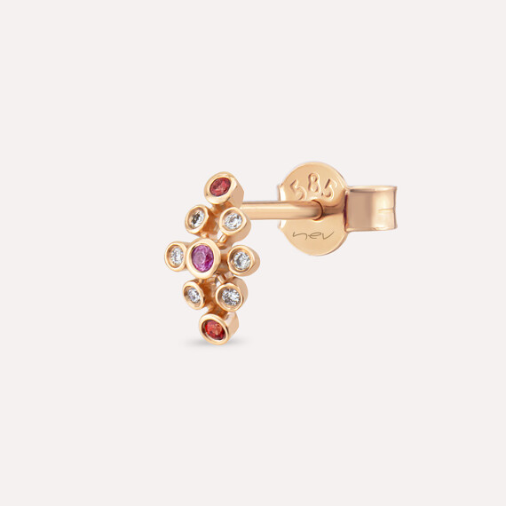 Lindi Diamond and Multicolor Sapphire Rose Gold Earring - Nev Jewellery
