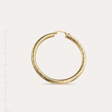Linear Sarı Altın Halka Küpe - Nev Jewellery (1)