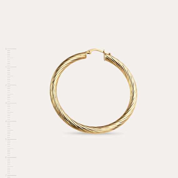 Linear Yellow Gold Hoop Earring - 3