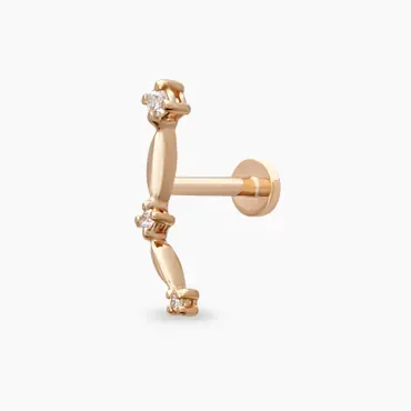 Link Pırlanta Taşlı Rose Altın Piercing - Nev Jewellery (1)
