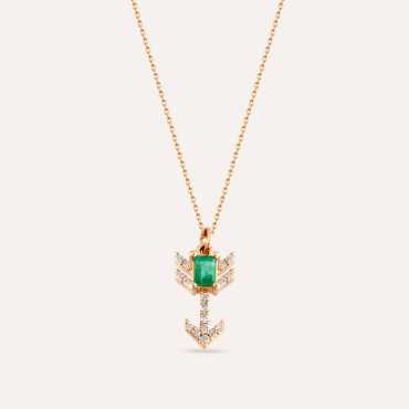 Little Arrow Zümrüt ve Pırlanta Taşlı Kolye - Nev Jewellery (1)