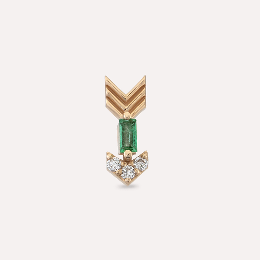 Little Arrow Diamond and Emerald Rose Gold Piercing - 3