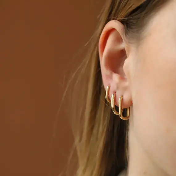 Loaf Yellow Gold Hoop Earring - 2