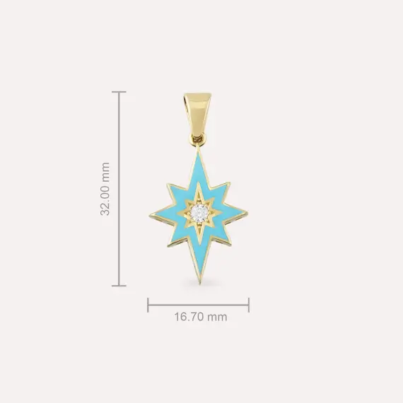 Lodestar Turqouise Enamel Yellow Gold Pendant - 3