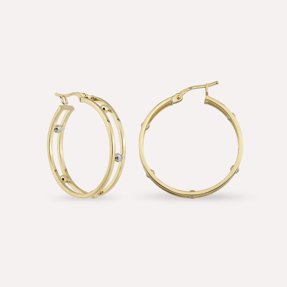 Lois Sarı Altın Halka Küpe - Nev Jewellery