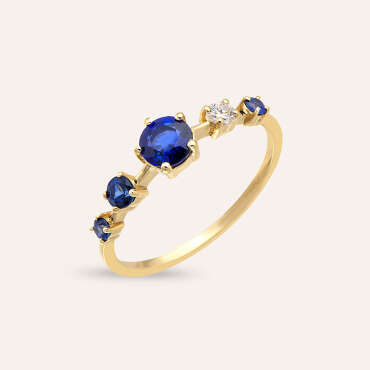 Lola 0.83 CT Sapphire and Diamond Yellow Gold Ring - Nev Jewellery