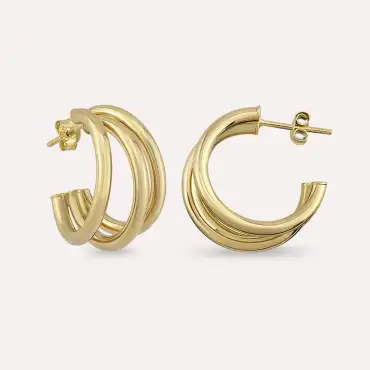 Lora Sarı Altın Küpe - Nev Jewellery (1)