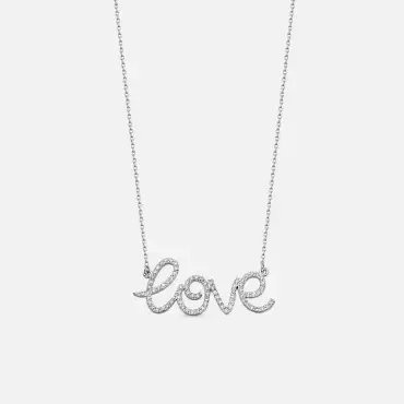 Love 0.51 CT Pırlanta Taşlı Beyaz Altın Kolye - Nev Jewellery (1)