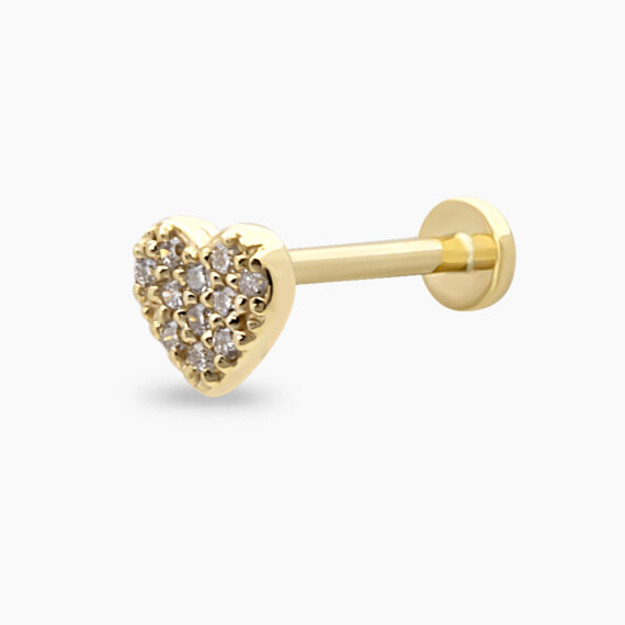 Love Diamond Yellow Gold Piercing - Nev Jewellery
