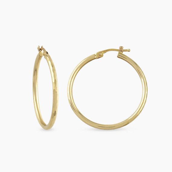 Lucent Sarı Altın İtalyan Halka Küpe - Nev Jewellery