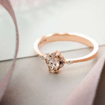 Lucia 0.42 CT Marquise Cut Diamond Rose Gold Ring - Nev Jewellery