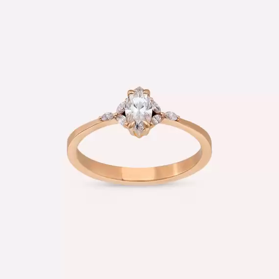 Lucia 0.42 CT Marquise Cut Diamond Rose Gold Ring - 2