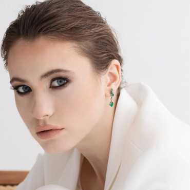 Lucky Drops 2.79 CT Emerald and Diamond White Gold Earring - Nev Jewellery (1)