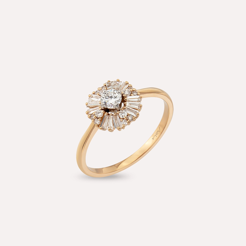 Luisa 0.47 CT Trapeze Cut Diamond Rose Gold Ring - 4