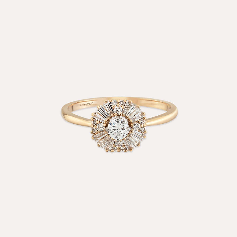 Luisa 0.47 CT Trapeze Cut Diamond Rose Gold Ring - 5