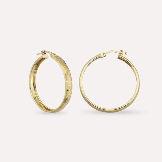 Luke Sarı Altın Halka Küpe - Nev Jewellery