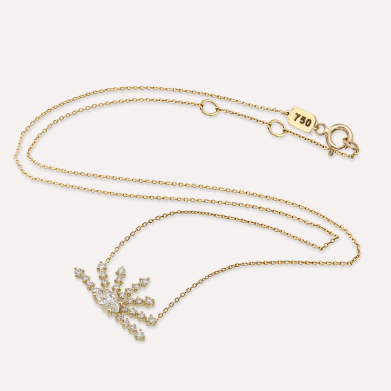 Lumiere II 0.65 CT Marquise Cut Diamond Yellow Gold Necklace - 2