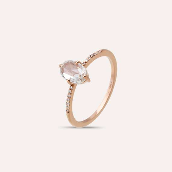 Luna 0.67 CT Oval Cut Rose Cut Diamond and Diamond Ring - 4