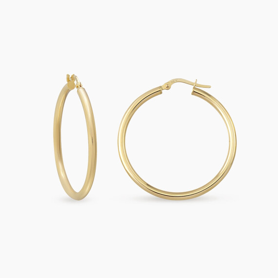 Luna L Sarı Altın Halka Küpe - Nev Jewellery