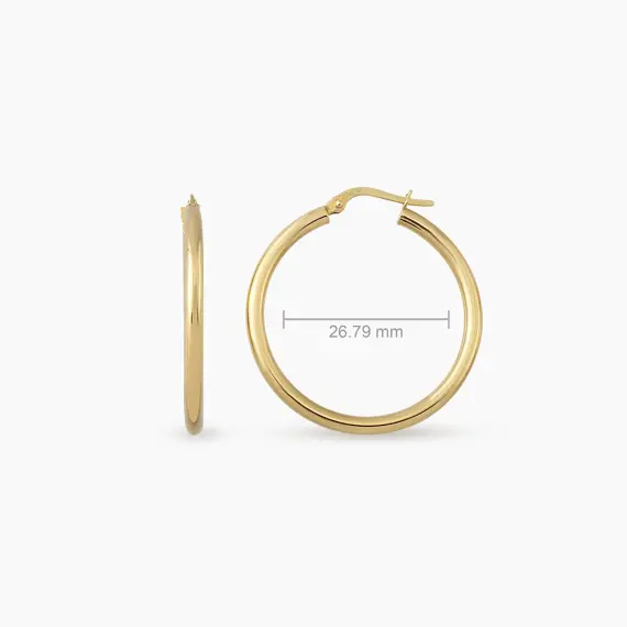 Luna M Yellow Gold Hoop Earring - 2