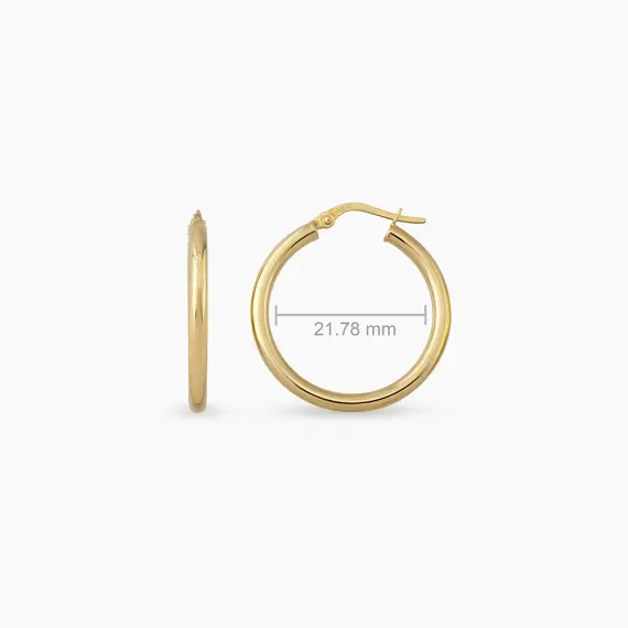 Luna S Yellow Gold Hoop Earring - 2