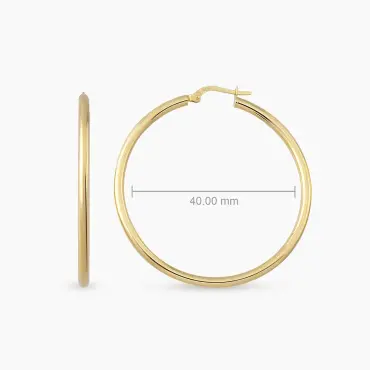 Luna XL Sarı Altın Halka Küpe - Nev Jewellery (1)