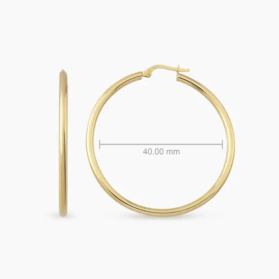 Luna XL Sarı Altın Halka Küpe - 2