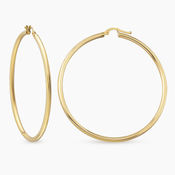 Luna XXL Sarı Altın Halka Küpe - Nev Jewellery