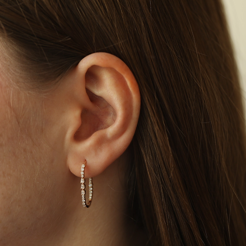 Lustre Pear Cut Diamond Rose Gold Earring - 1
