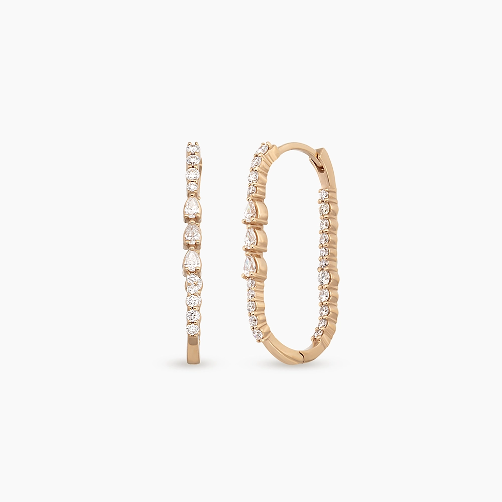 Lustre Pear Cut Diamond Rose Gold Earring - 1