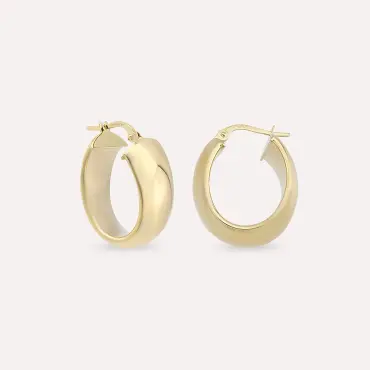 Luxe Small Sarı Altın Halka Küpe - Nev Jewellery (1)