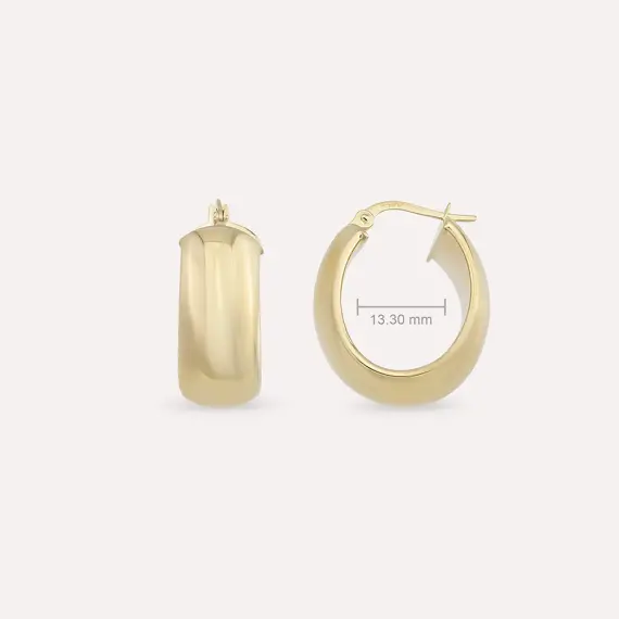 Luxe Small Sarı Altın Halka Küpe - 3