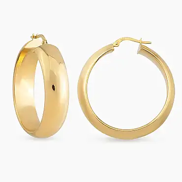 Luxor L Sarı Altın Halka Küpe - Nev Jewellery (1)