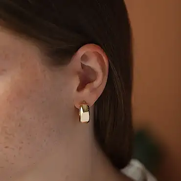 Luxor S Yellow Gold Hoop Earrings - Nev Jewellery (1)