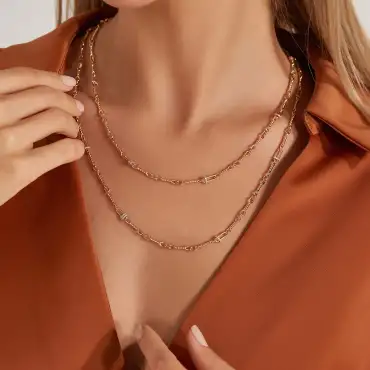 Lydia 0.42 CT Diamond Rose Gold Chain Necklace - Nev Jewellery (1)