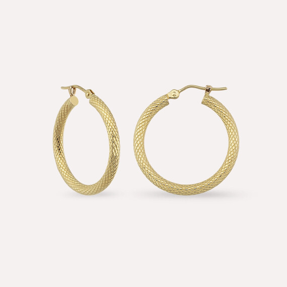 Lykia Sarı Altın Halka Küpe - Nev Jewellery