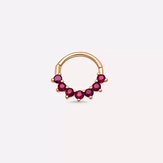 Lyra Ruby Rose Gold Hoop Piercing - 1