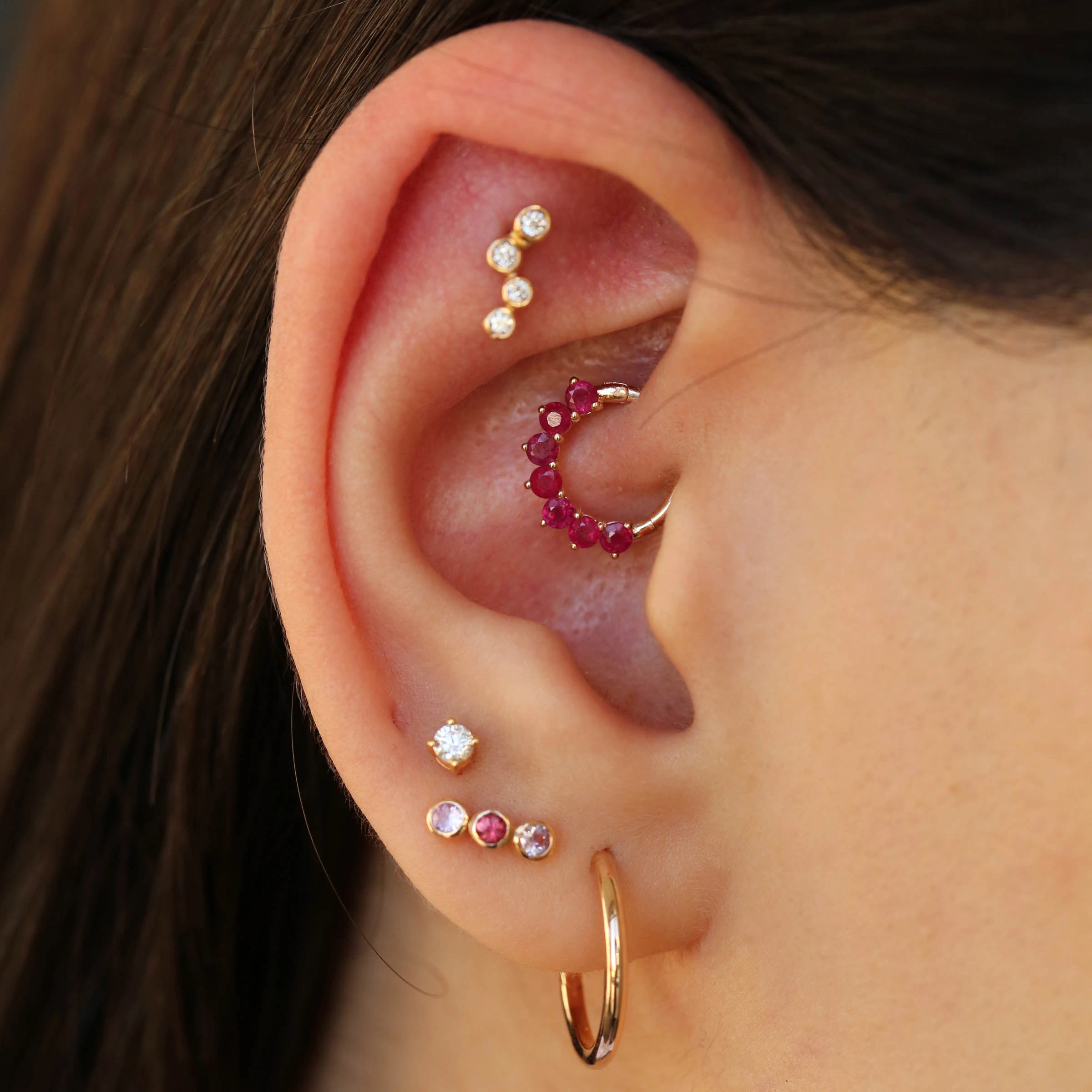 Lyra Ruby Rose Gold Hoop Piercing - 2