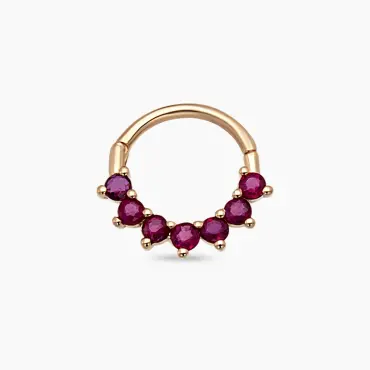 Lyra Yakut Taşlı Rose Altın Halka Piercing - Nev Jewellery (1)