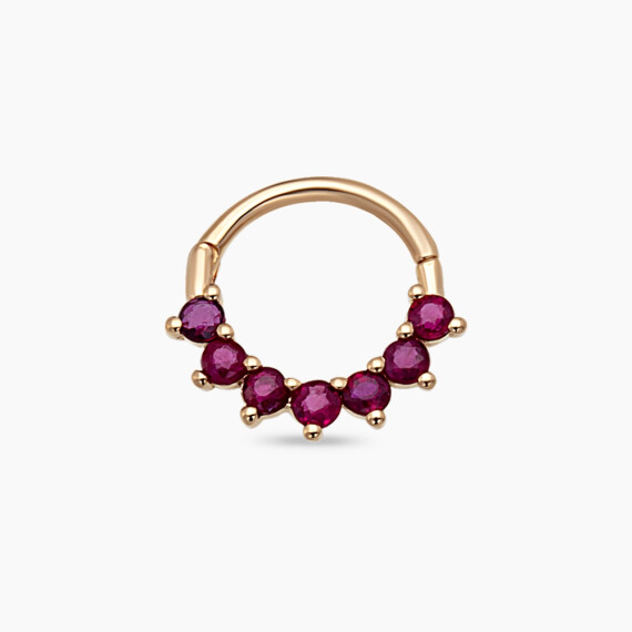 Lyra Yakut Taşlı Rose Altın Halka Piercing - Nev Jewellery