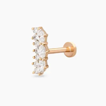 Maja Markiz Kesim Pırlanta Taşlı Rose Altın Piercing - Nev Jewellery (1)