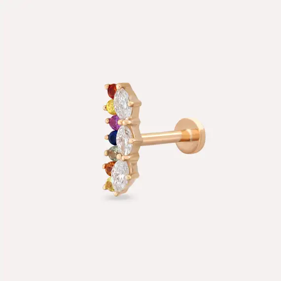 Maja Multiclolor Sapphire and Diamond Rose Gold Piercing - 1