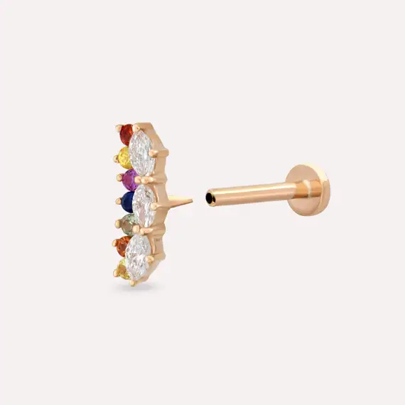 Maja Multiclolor Sapphire and Diamond Rose Gold Piercing - 5