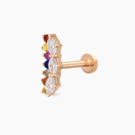Maja Multiclolor Sapphire and Diamond Rose Gold Piercing - Nev Jewellery