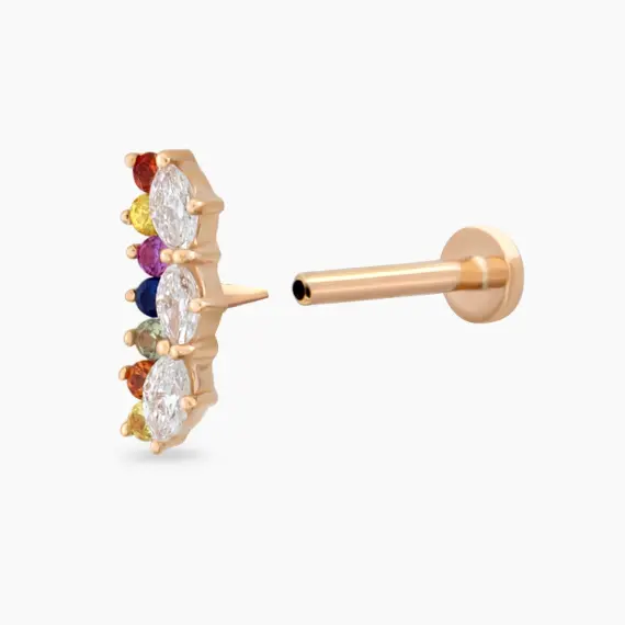 Maja Multiclolor Sapphire and Diamond Rose Gold Piercing - 4