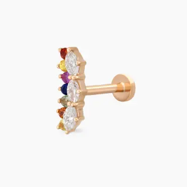 Maja Multicolor Safir ve Pırlanta Taşlı Rose Altın Piercing - Nev Jewellery (1)