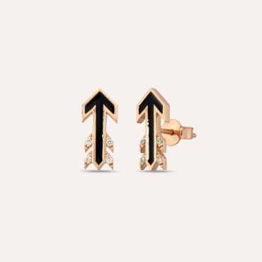 Malin Arrow 0.04 CT Diamond and Black Enamel Earring - Nev Jewellery