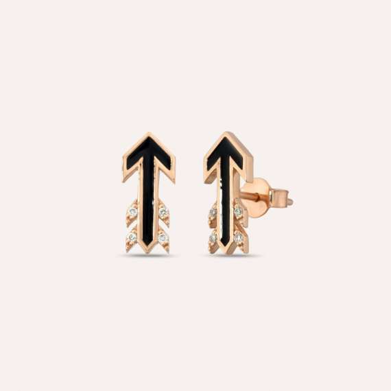 Malin Arrow 0.04 CT Diamond and Black Enamel Earring - 1