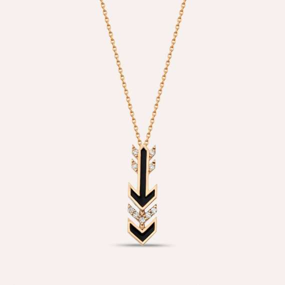 Malin Arrow 0.05 CT Diamond and Black Enamel Pendant - 1